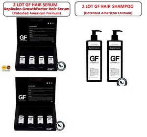 2 LOT Replexion GrowthFactor Hair Serum 4x30ml + 2 LOT Replexion GF Shampoo