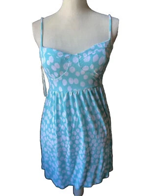 👗🔵GUESS Mujer Aqua Punteado Mini Correa de Espagueti Sin Mangas Talla: M Foto 1 de 3