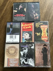 8x COUNTRY OUTLAWS Cassette Tape Lot: Johnny Cash Hank Williams Jr Willie Nelson - Picture 1 of 7