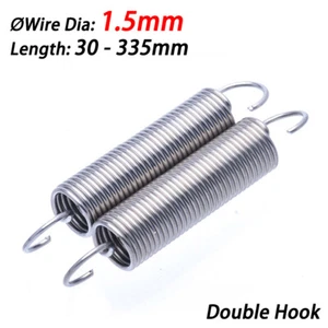 Wire Dia 1.5mm Stainless Steel Extension Spring Hook Ends Spring Long 30-335mm - Picture 1 of 11