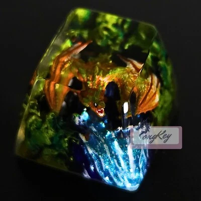 Fire Dragon - Handpainted Artisan Resin Keycap for Mechanical Keyboard - Image 1 of 3