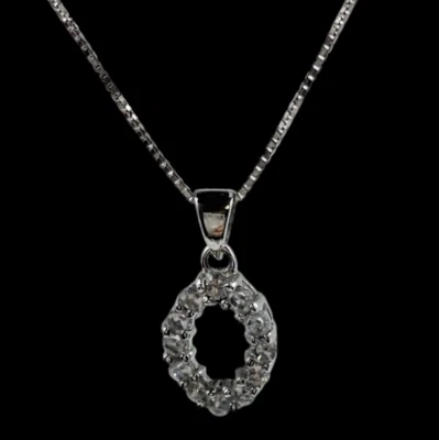 Collana lettera O in argento 925 uomo donna puntiluce brillanti iniziale di nomi - Immagine 1 di 4