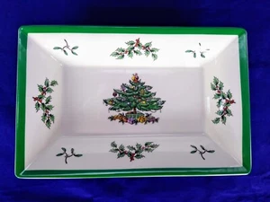 Plato de bandeja rectangular árbol de Navidad SPODE - 8 5/8" - decoración de dulces S3324-A0 - Imagen 1 de 10