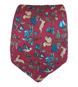 SALVATORE FERRAGAMO Red Animals Fruits Silk Tie ITALY 60"/ 3.5" EC - Picture 1 of 7