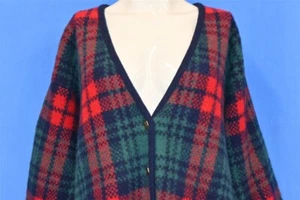 DE COLECCIÓN AÑOS 80 ROBERT MACKIE ROJO VERDE TARTÁN CUADROS BOTÓN CÁRDIGAN SUÉTER MUJER M - Imagen 1 de 4