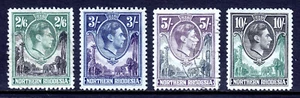 NORTHERN RHODESIA — SCOTT 41//44 — 1938 KGVI HIGH VALUES — MH/USED — SCV $49.00 - Picture 1 of 2