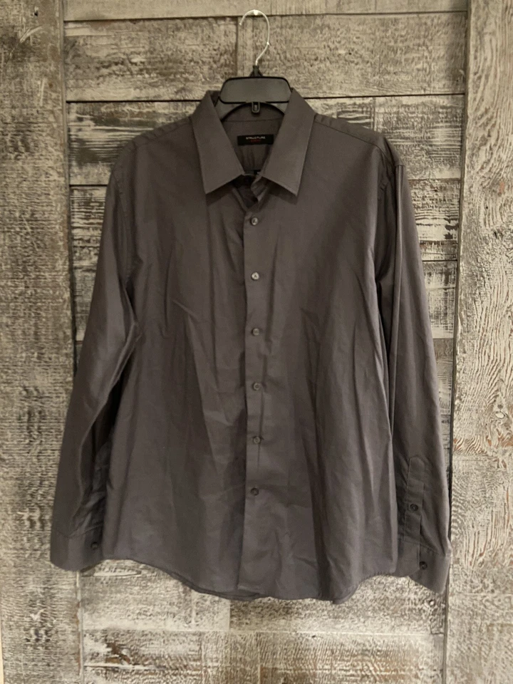 Structure Slim Fit Long Sleeve Collared Dress Shirt Gray SZ XL 17-17 1/2 34-35  - Image 1 of 4
