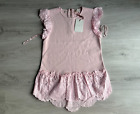 ted baker "penies" nude pink woven frill peplum top size 2/10 uk