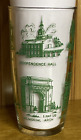 Vintage Hazel Atlas 1 Pint Sour Cream Glass Green Philadelphia Landmarks 6" Tall