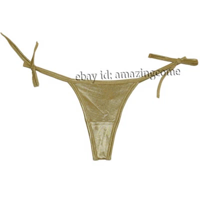 Women Shiny Tie Side Brazilian Bikini Thong Panties Sexy Charm Smooth G-string - Image 1 of 4