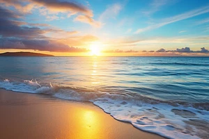 Stunning Sunset Beach Seascape Canvas Picture Print Wall Art - Picture 1 of 7