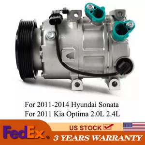 AC Compressor For 2011-2014 Hyundai Sonata 2011 Kia Optima 2.0L 2.4L Each - Picture 1 of 13