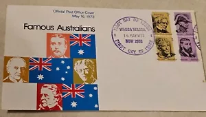 1st Day Issue Famous Australians four Stamps each depicting one famous Aussie - Picture 1 of 12