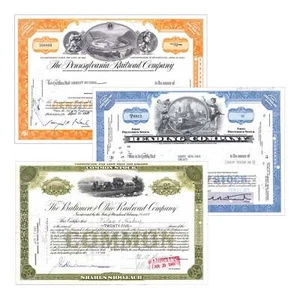 Monopoly Game Railroad Collection: Set of 3 Railroad Stocks (1940's - 1970s) - Picture 1 of 4