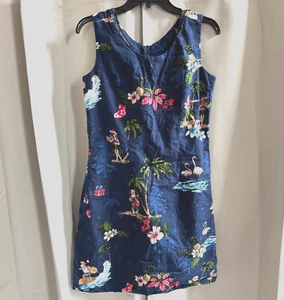 Vtg Hawaii Hangover Dress Medium Cotton Christmas Surf Vacation Santa Boho 17932 - Picture 1 of 9