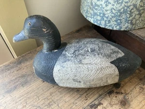 Antique Vintage Primitive large carved wooden Duck decoy Glass Eyes - Picture 1 of 8