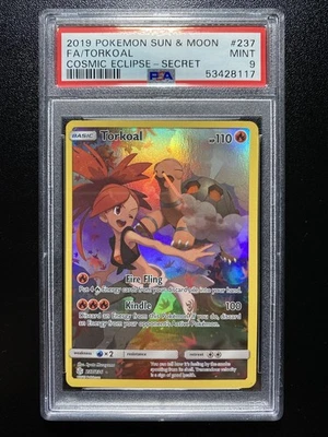 2019 POKEMON SUN & MOON COSMIC ECLIPSE SECRET #237 FULL ART/TORKOAL PSA 9 - Image 1 of 2