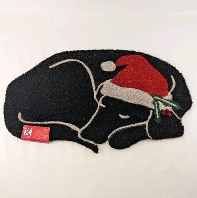 Holiday Outdoor Mat 18" x 30" Sleeping Dog Black New  - Image 1 of 4