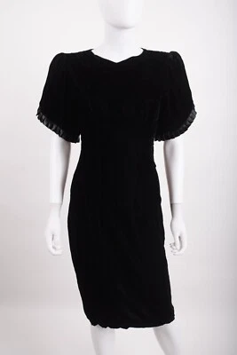 Vestido vintage de los 80 Kwai para mujer talla 4 funda negra terciopelo aplastado noche de cóctel Foto 1 de 4