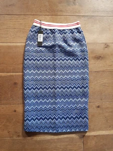 Diesel O-Morag Gonna Pencil Skirt XS X-Small Blue Zig-Zag Glitter BNWT - Picture 1 of 9