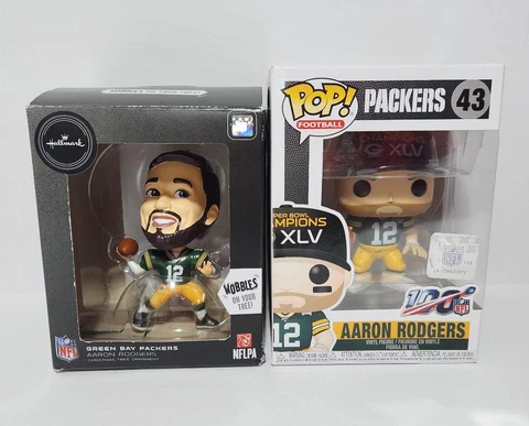Aaron Rodgers Super Bowl Funko & Hallmark Bobblehead Christmas Ornament Lot Cover