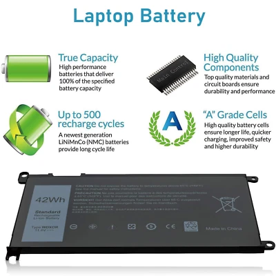 WDXOR Battery For Dell Inspiron 13 5368 5379 7378 15 5567 7569 7579 17 5767 New - Изображение 1 из 4
