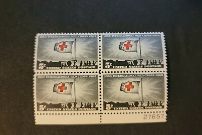 Scott #1239 International Red Cross Plate Block of 4 Stamps - MNH - Image 1 of 2