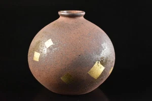 T631: Japanese Kutani-ware Youhen pattern Shapely FLOWER VASE Ikebana, auto - Picture 1 of 8