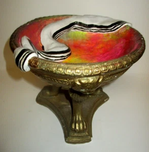 handverzierte speziell bemalte Tonschale sehr selten Größe 7,5" x 8,5" top - Bild 1 von 4