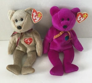 Juego de 2 Ty Beanie Babies: Millennium & 1999 Signature Bear ¡Nuevo con etiquetas retirado! - Imagen 1 de 2