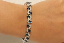 2ct Blue and White CZ Tennis Bracelet In 14k White Gold Finish