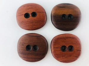 Brown Wood Sewing Buttons Scrapbooking 2 Holes Irregular Shape 1" Qty 4 New - Picture 1 of 4