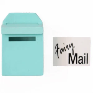 DOLL HOUSE MINIATURE WOODEN OUTSIDE LETTERBOX POST BOX FAIRY MAIL MINT GREEN - Picture 1 of 8
