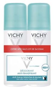 Vichy Deodorant Spray Anti-Perspirant No Marks White 48H 2 x 125ml