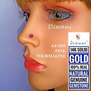 4.0mm Natürlich Rosa Turmalin Nase Lippen Labret Tragus Ohrring Schraub Nieten - Bild 1 von 11