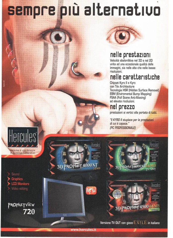 HERCULES 3D PROPHET Guillemot 2002 rare Italian Magazine Advertising 30x20 cm - Image 1 of 1