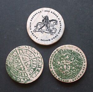 MI02 - 3 Michigan wooden nickels from Edsel & Eleanor Ford House event
