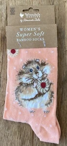 Socken Bambussocken Hamster orange Blumen Wrendale Design Einheitsgröße Strümpfe - Bild 1 von 3
