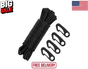 Cuerda de bandera 50 pies poste de bandera Halyard cuerda y clips kit 4 piezas poste de nailon - Imagen 1 de 8