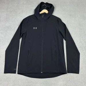 Under Armour UA Storm Jacket Mens Medium Black Hooded Lightweight Windbreaker - Picture 1 of 13