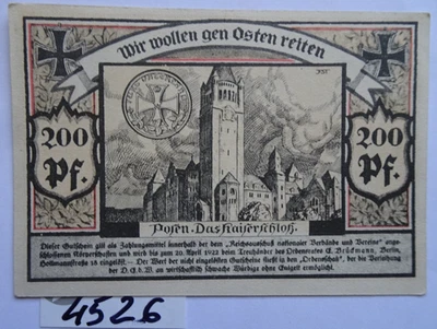 R A R E  BERLIN 1922 - STADT  POSEN / POLAND - 200 Pfg - AU/UNC - GrM 90.1 - Image 1 of 2