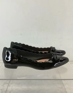 Kate Spade Black Patent Leather Scalloped Bow Flats 9M - Picture 1 of 7