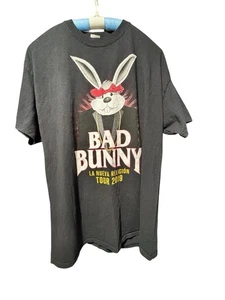 Bad Bunny Tee Short La Nuevo Religion Tour 2019 Concert Double Sided Graphic - Picture 1 of 6