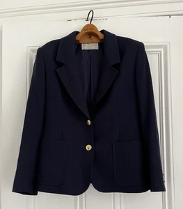 Jaeger Vintage Wool Blazer / Suit Jacket - Dark Blue - UK 10 - Made in the UK - Picture 1 of 8