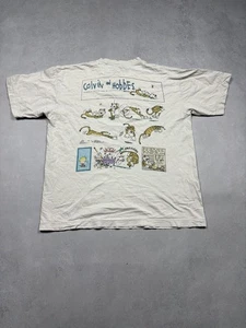 Camiseta de colección de los 90 de Calvin & Hobbes tira cómica puntada única Bill Watterson XL rara - Imagen 1 de 24