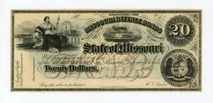 1860's Cr.21A $20 The State of MISSOURI "Missouri Defence Bond" Note - Picture 1 of 2