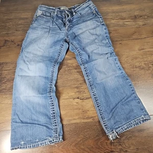 BKE Tyler Jeans Mens 32R x27 Blue Distressed Baggy Denim Faded Whiskered Y2K - Picture 1 of 10