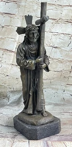 Classic Bronze Marble Statue Jesus Christ Bust Vintage Religious Art  - Picture 1 of 10