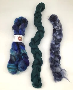 3 Skeins Roving Wool: Spinner's Candy "Blueberry" + 2 Unlabeled - Picture 1 of 6