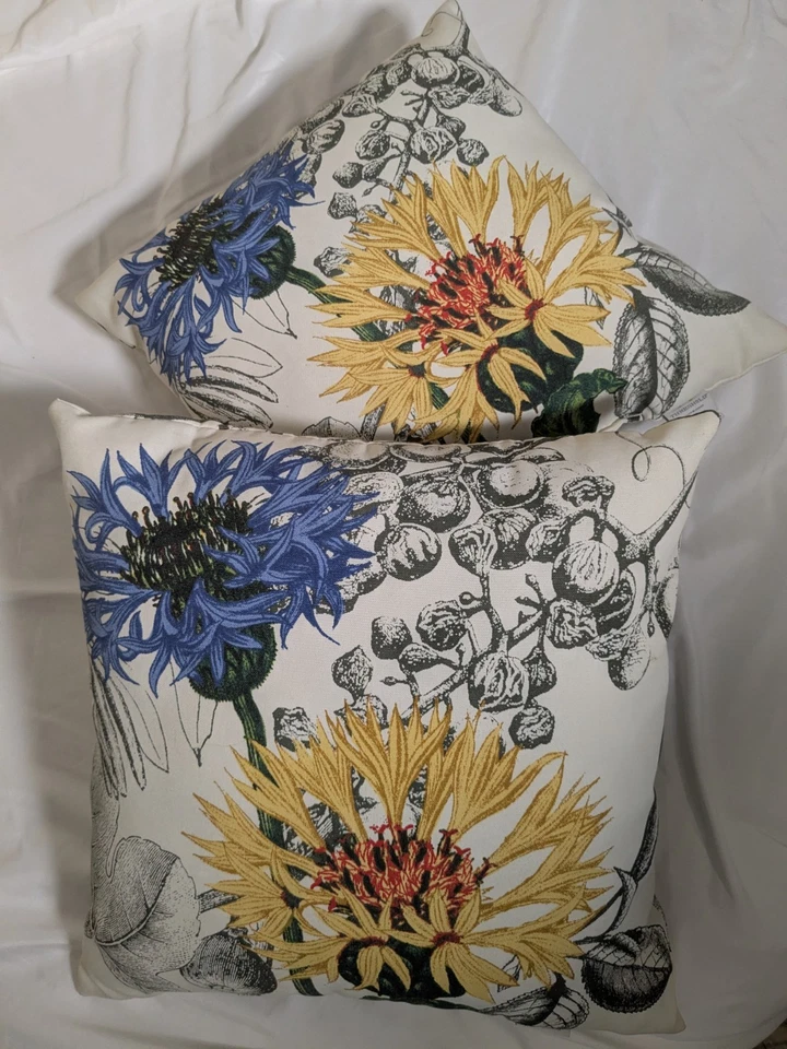 Juego de 2 almohadas de tiro umbral 16x16 tema botánico Foto 1 de 4